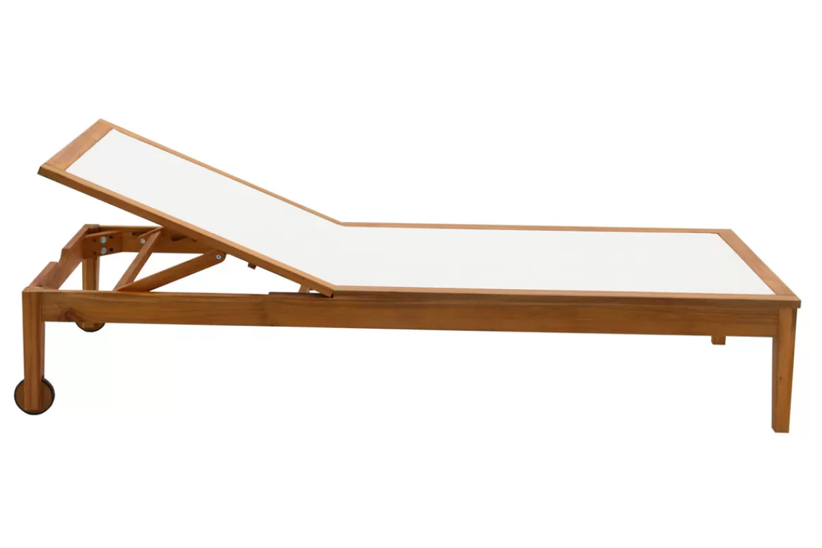 Miliboo Bain de soleil blanc et bois massif NAVEEN