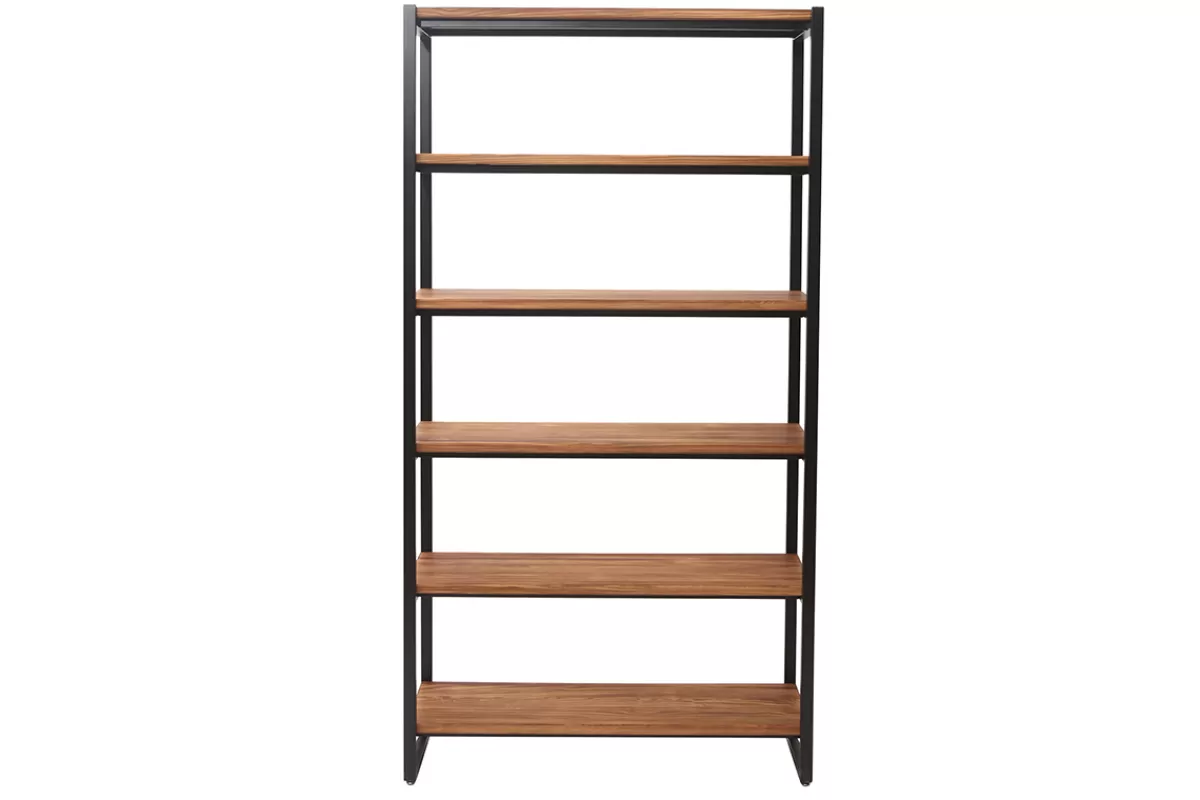 Miliboo Bibliothèque industrielle ouverte en bois clair et métal noir L100 cm ARISTOTE