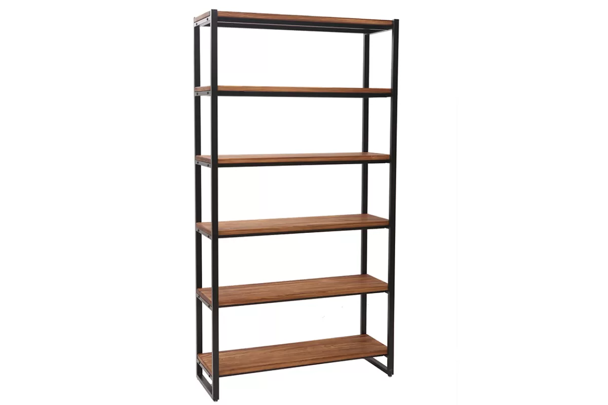 Miliboo Bibliothèque industrielle ouverte en bois clair et métal noir L100 cm ARISTOTE