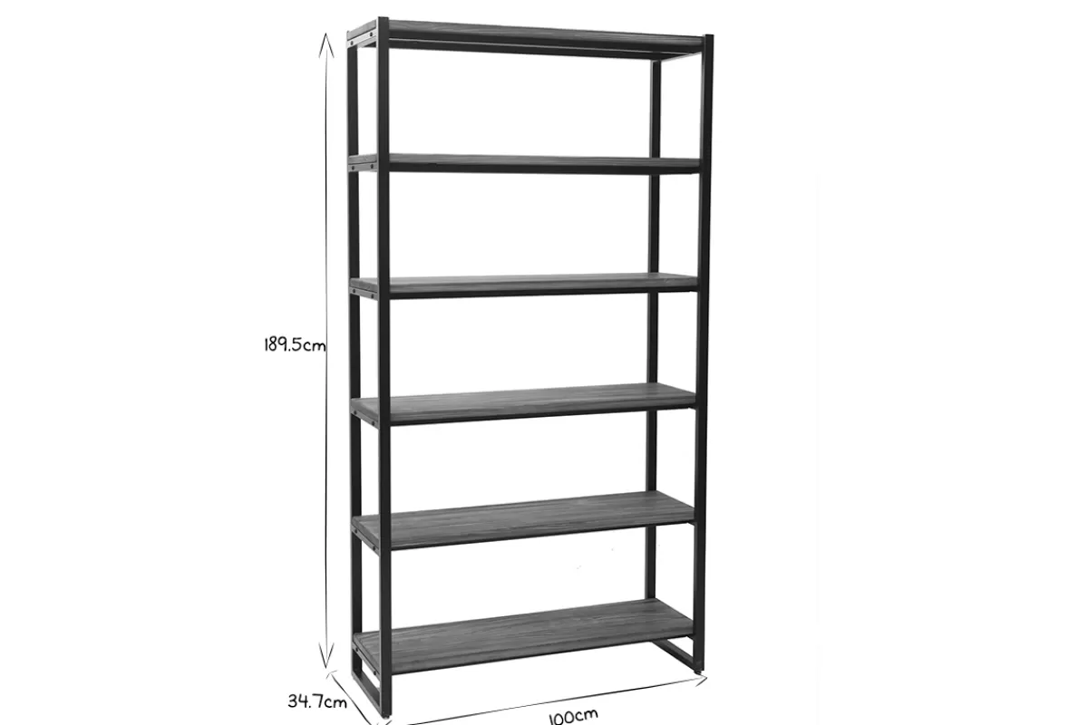 Miliboo Bibliothèque industrielle ouverte en bois clair et métal noir L100 cm ARISTOTE