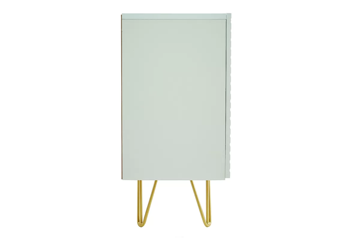 Miliboo Buffet design blanc et métal doré 3 portes L160 cm OZEN