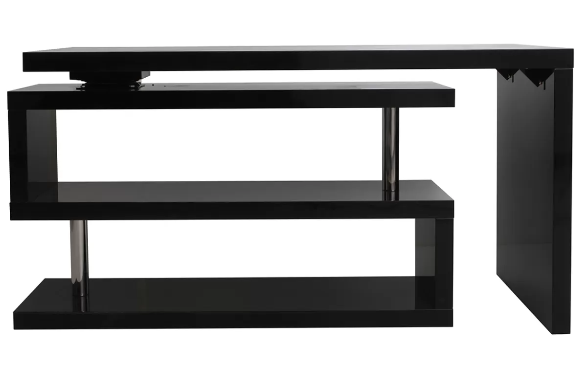 Miliboo Bureau modulable design noir laqué L140-218 cm MAX