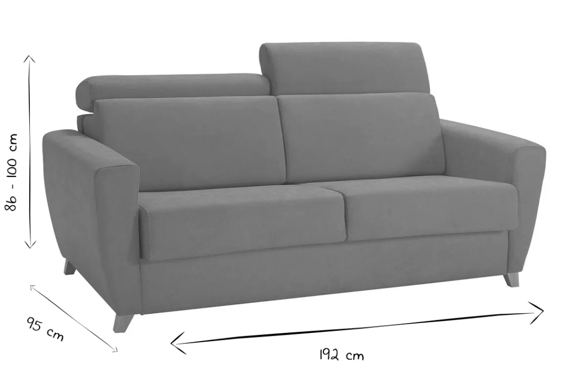 Miliboo Canapé convertible avec têtières ajustables 3 places en tissu jaune avec matelas 13 cm GOYA