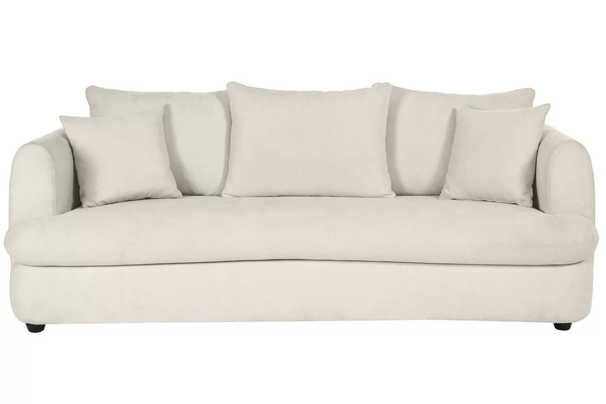 Miliboo Canapé convertible déhoussable 3-4 places design haricot en tissu effet velours beige clair SACHA