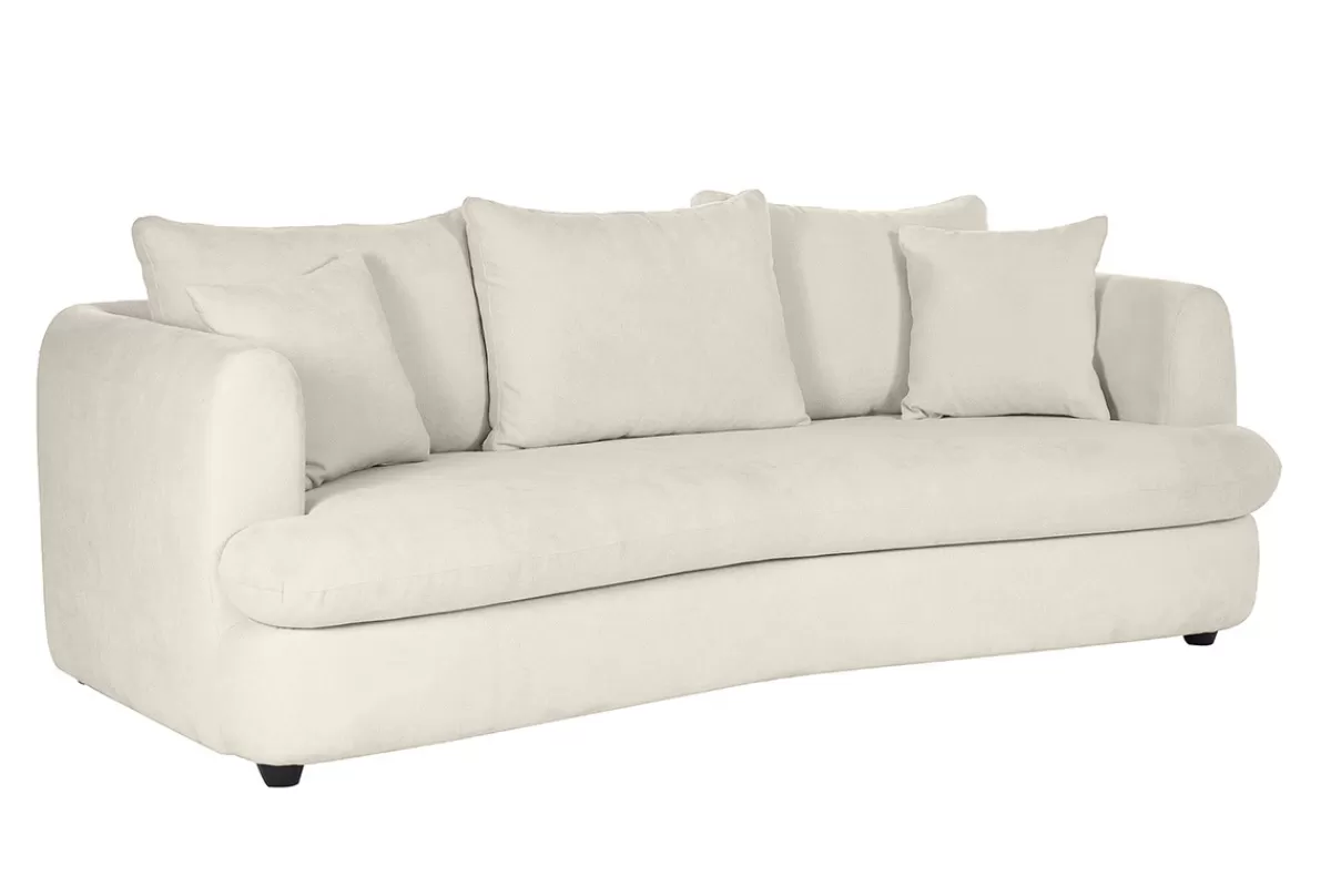 Miliboo Canapé convertible déhoussable 3-4 places design haricot en tissu effet velours beige clair SACHA