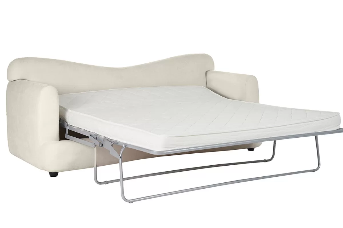 Miliboo Canapé convertible déhoussable 3-4 places design haricot en tissu effet velours beige clair SACHA