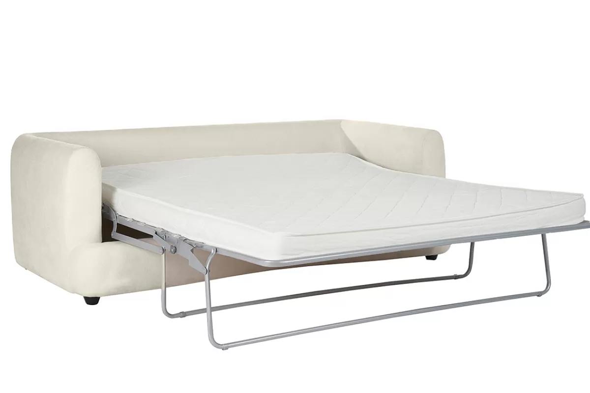 Miliboo Canapé convertible déhoussable 3-4 places design haricot en tissu effet velours beige clair SACHA