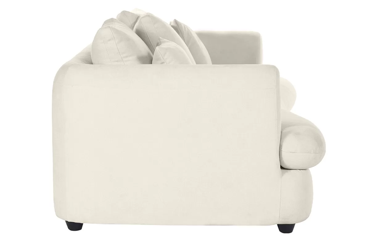 Miliboo Canapé convertible déhoussable 3-4 places design haricot en tissu effet velours beige clair SACHA