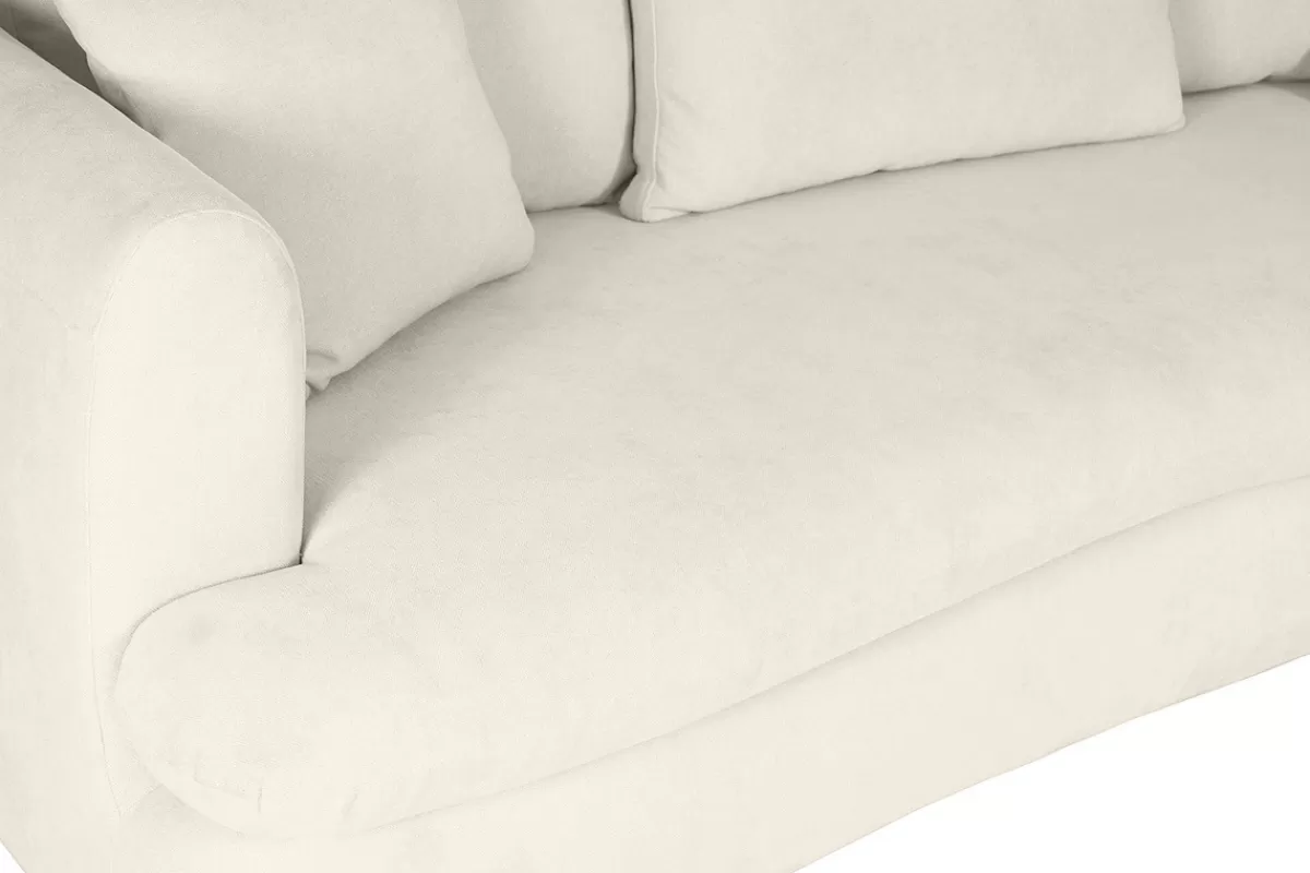Miliboo Canapé convertible déhoussable 3-4 places design haricot en tissu effet velours beige clair SACHA