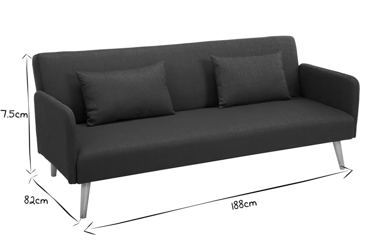 Miliboo Canapé convertible scandinave 3 places en tissu bleu canard et bois clair LULA