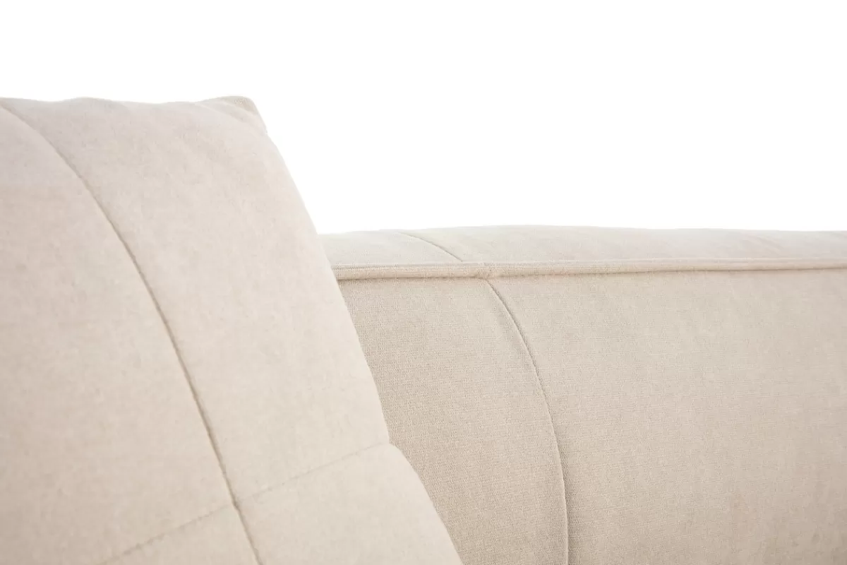Miliboo Canapé design 3 places en tissu effet velours naturel et bois clair COBAIN