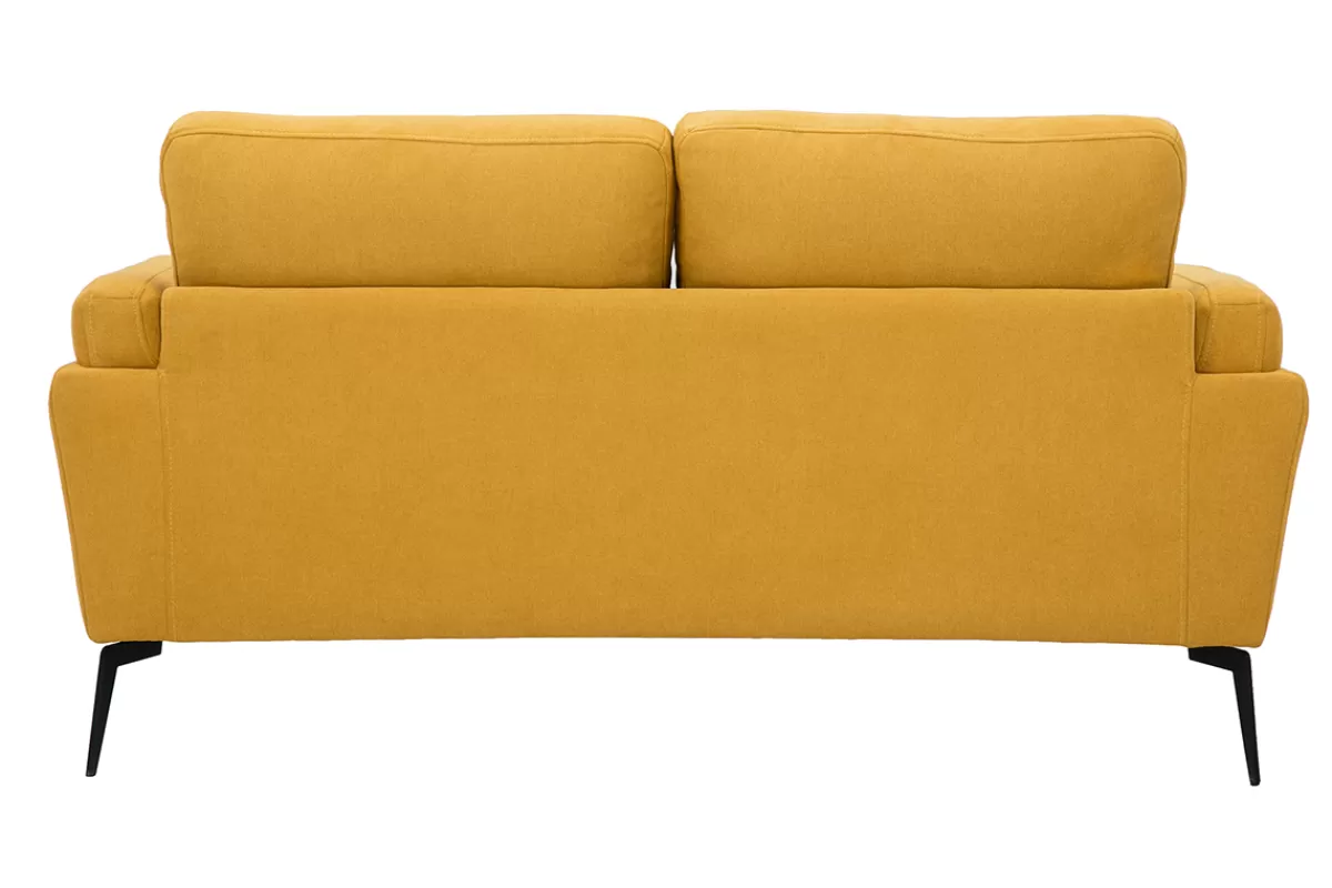 Miliboo Canapé design 2 places en tissu effet velours texturé jaune moutarde et métal noir MOSCO