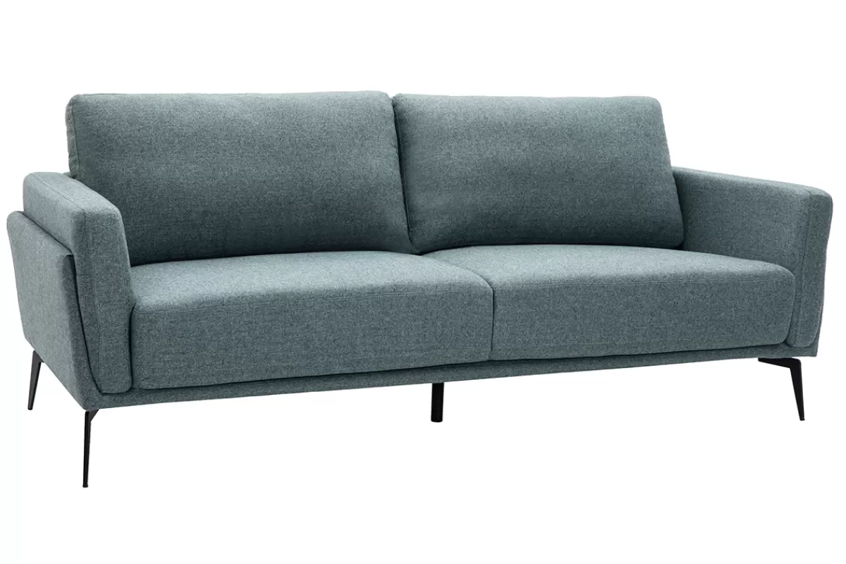 Miliboo Canapé design 3 places en tissu vert de gris et métal noir MOSCO