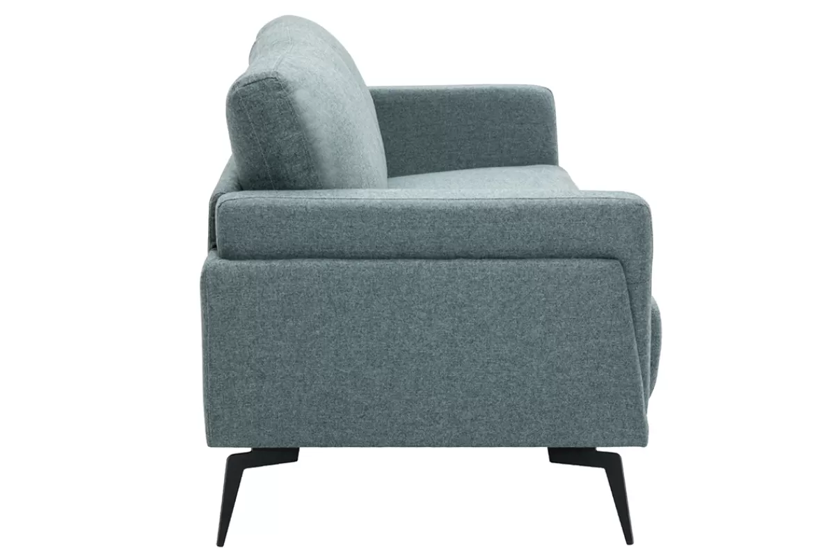 Miliboo Canapé design 3 places en tissu vert de gris et métal noir MOSCO