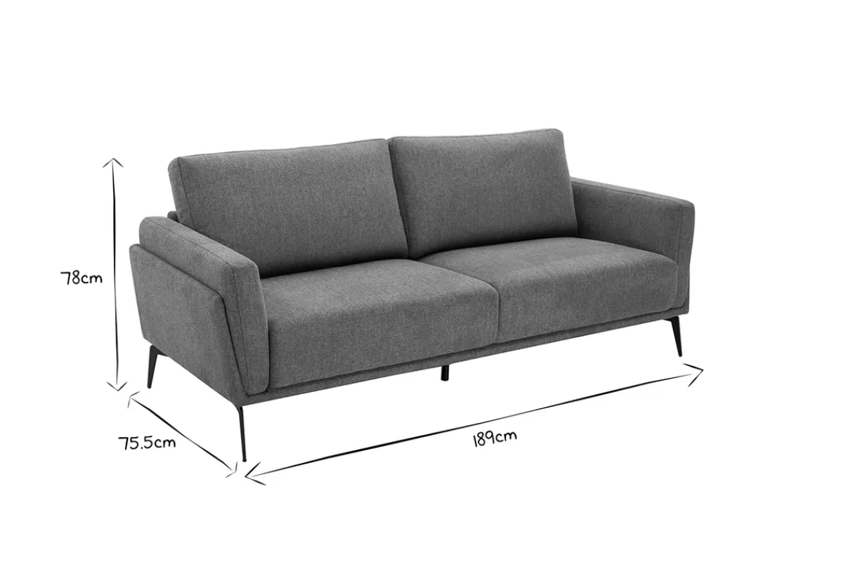 Miliboo Canapé design 3 places en tissu vert de gris et métal noir MOSCO
