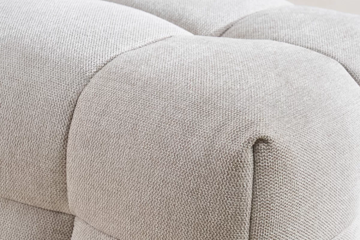 Miliboo Canapé design 3 places et repose-pieds en tissu effet velours texturé beige CORTO