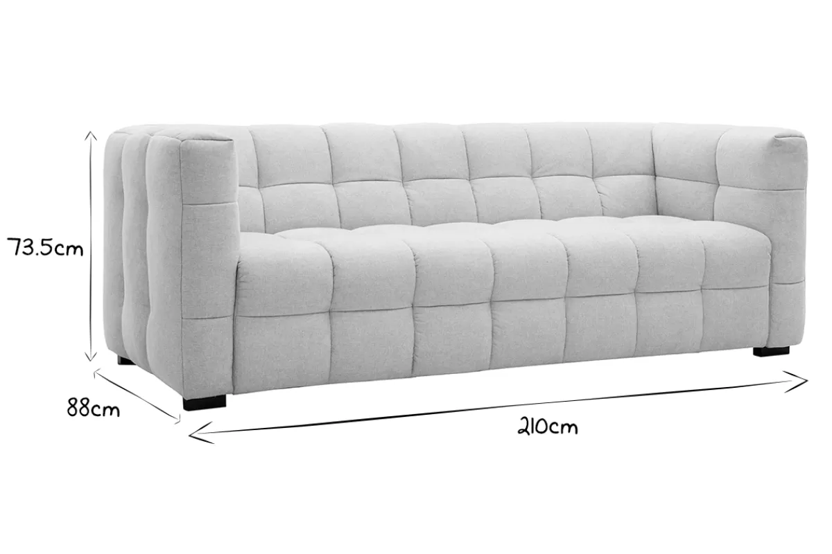 Miliboo Canapé design 3 places et repose-pieds en tissu effet velours texturé beige CORTO