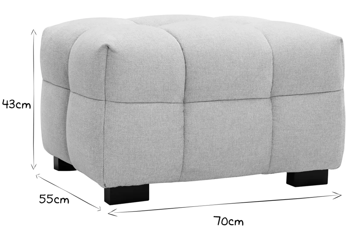 Miliboo Canapé design 3 places et repose-pieds en tissu effet velours texturé beige CORTO
