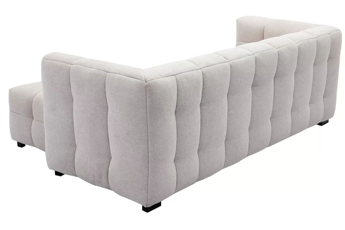 Miliboo Canapé design 3 places et repose-pieds en tissu effet velours texturé beige CORTO