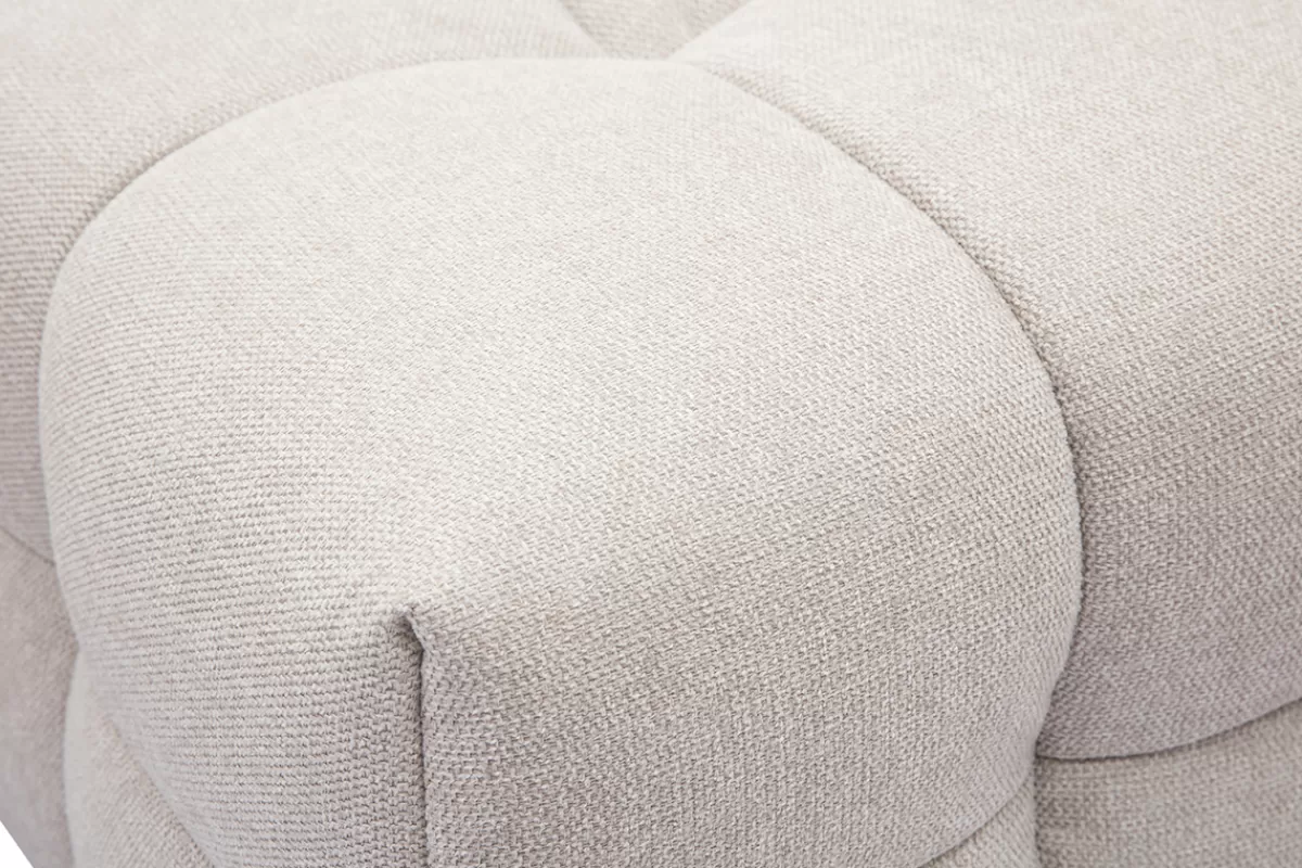 Miliboo Canapé design 3 places et repose-pieds en tissu effet velours texturé beige CORTO