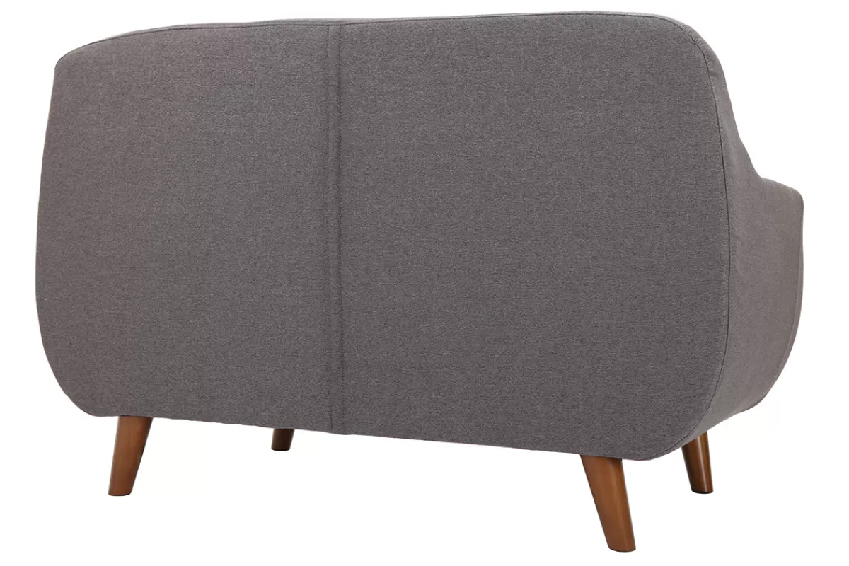 Miliboo Canapé déhoussable 2 places en tissu gris anthracite et bois foncé YNOK