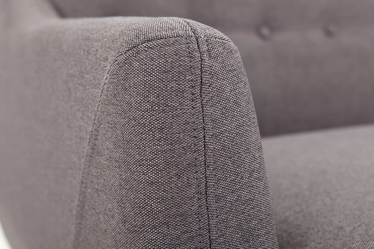 Miliboo Canapé déhoussable 2 places en tissu gris anthracite et bois foncé YNOK