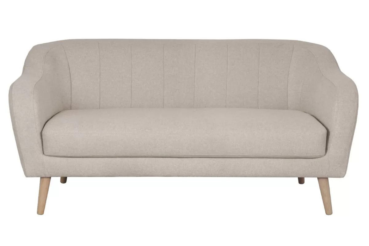 Miliboo Canapé scandinave 2-3 places en tissu beige et bois clair ISIS