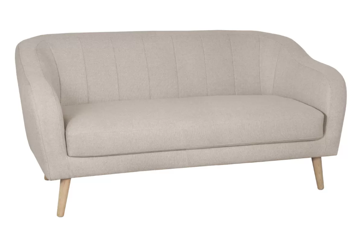Miliboo Canapé scandinave 2-3 places en tissu beige et bois clair ISIS