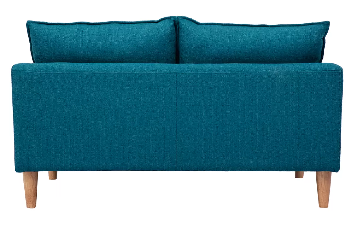 Miliboo Canapé scandinave 2 places en tissu bleu canard et bois clair KATE