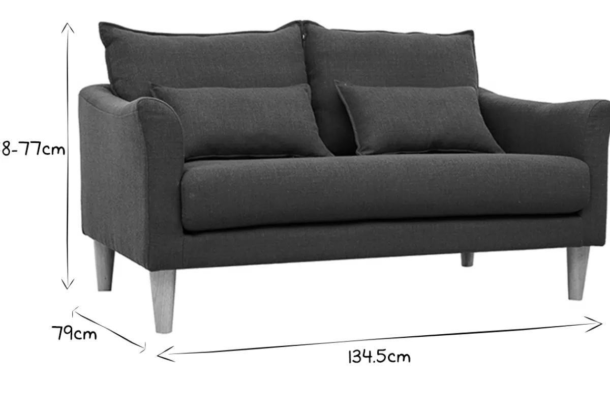 Miliboo Canapé scandinave 2 places en tissu bleu canard et bois clair KATE