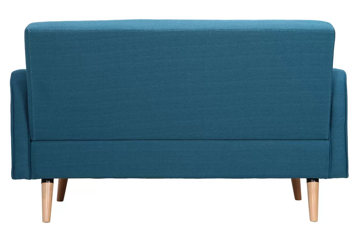 Miliboo Canapé scandinave 2 places en tissu bleu canard et bois clair ULLA