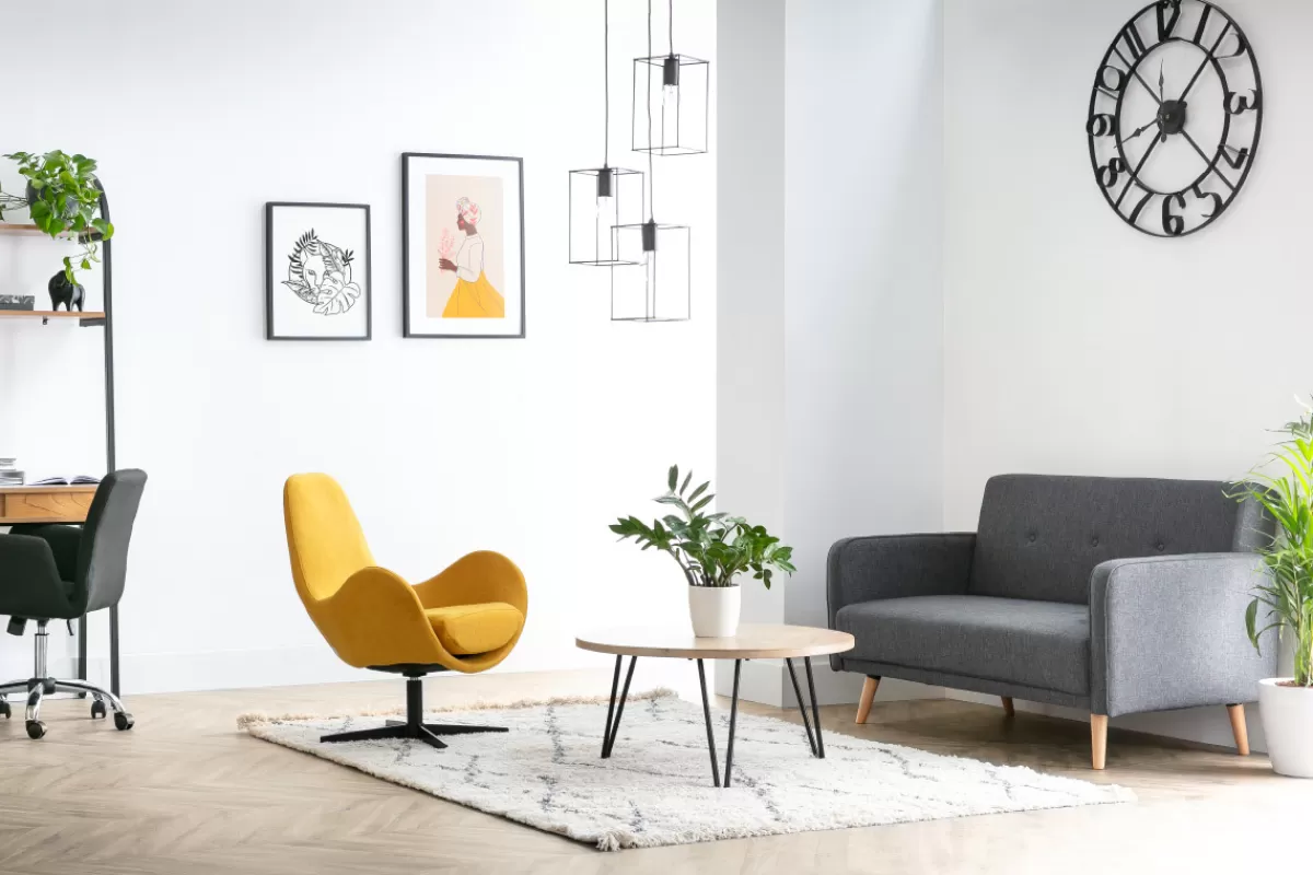 Miliboo Canapé scandinave 2 places en tissu bleu canard et bois clair ULLA