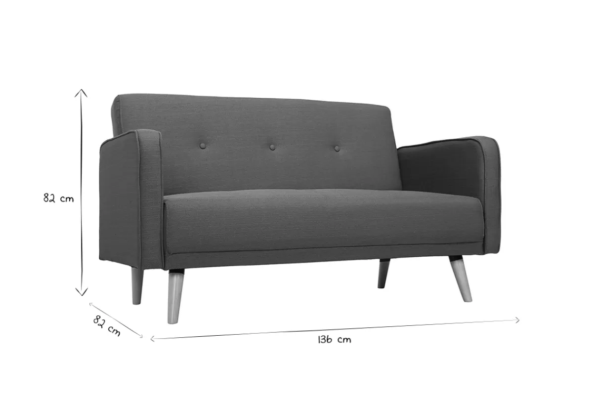 Miliboo Canapé scandinave 2 places en tissu bleu canard et bois clair ULLA