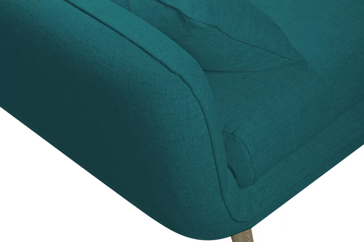 Miliboo Canapé scandinave 3 places en tissu bleu paon et bois clair CREEP