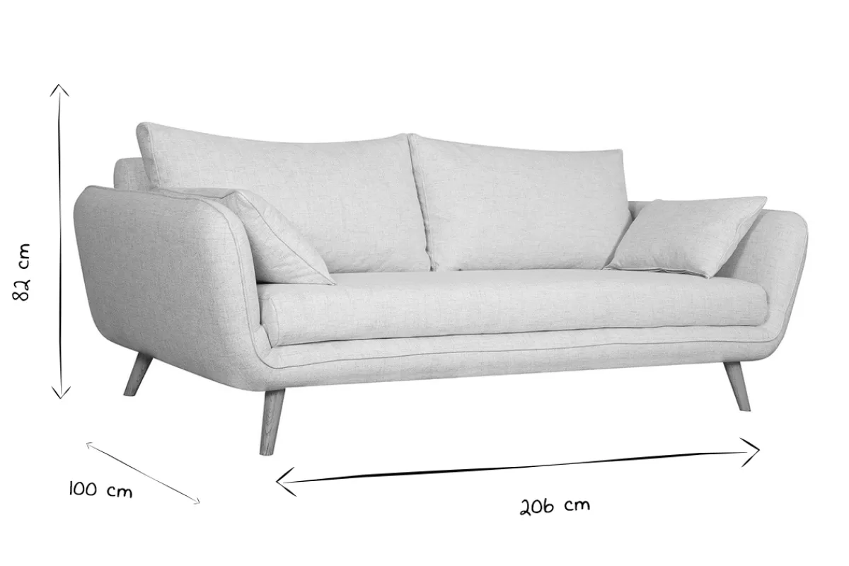 Miliboo Canapé scandinave 3 places en tissu bleu paon et bois clair CREEP