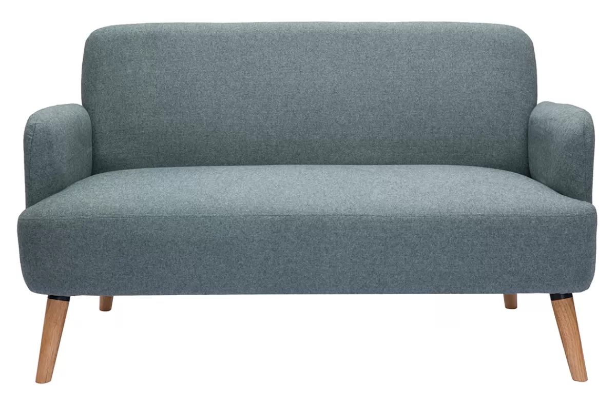 Miliboo Canapé scandinave 2 places en tissu vert de gris et bois clair ISKO