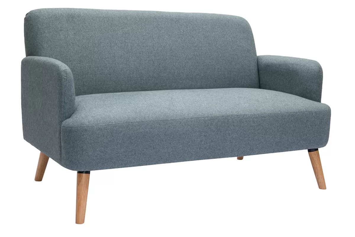Miliboo Canapé scandinave 2 places en tissu vert de gris et bois clair ISKO