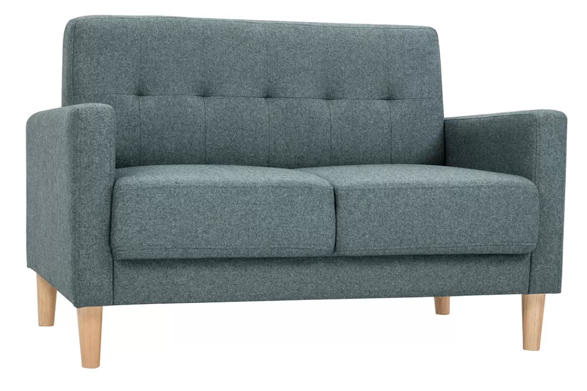 Miliboo Canapé scandinave 2 places en tissu vert de gris et bois clair MOON