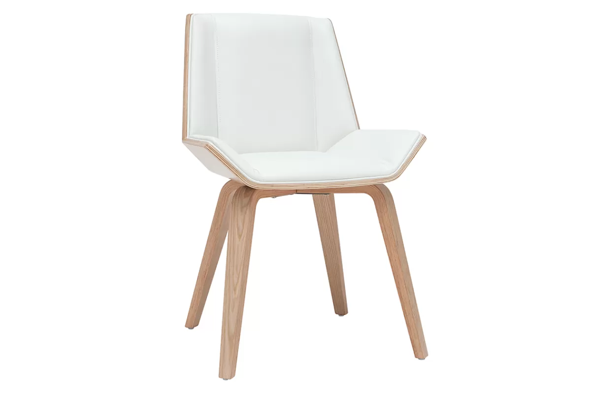 Miliboo Chaise design blanc et bois clair MELKIOR