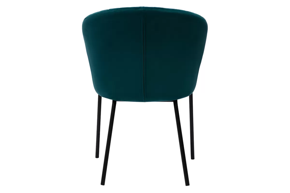 Miliboo Chaise design en tissu velours gaufré bleu canard et métal noir REQUIEM