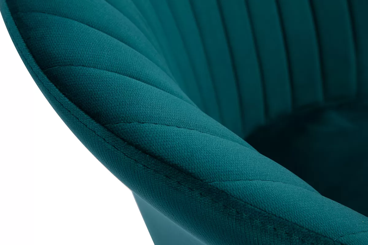 Miliboo Chaise design en tissu velours gaufré bleu canard et métal noir REQUIEM