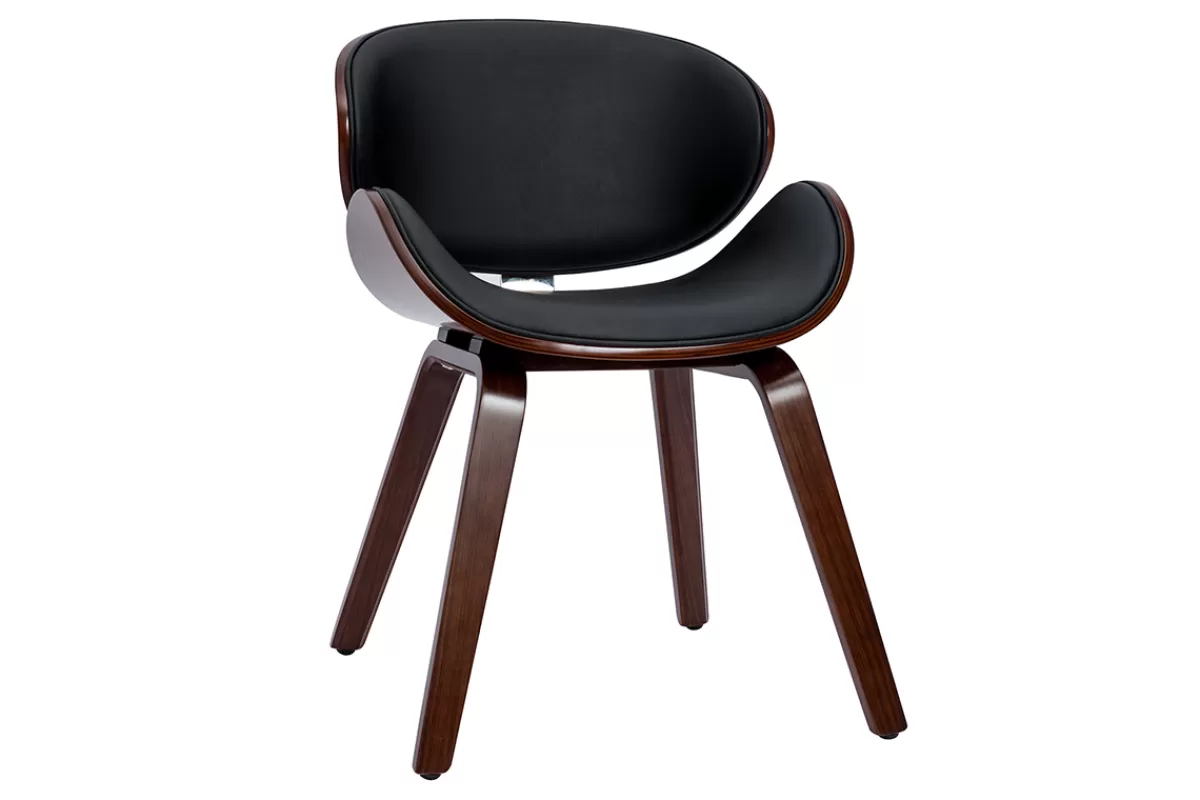 Miliboo Chaise design noir et bois foncé noyer WALNUT