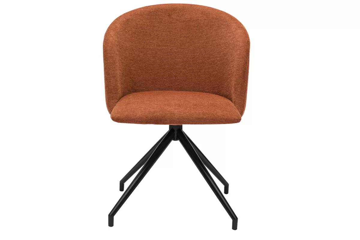 Miliboo Chaise design pivotante 360° en tissu effet velours texturé terre brulée et métal noir VANITY