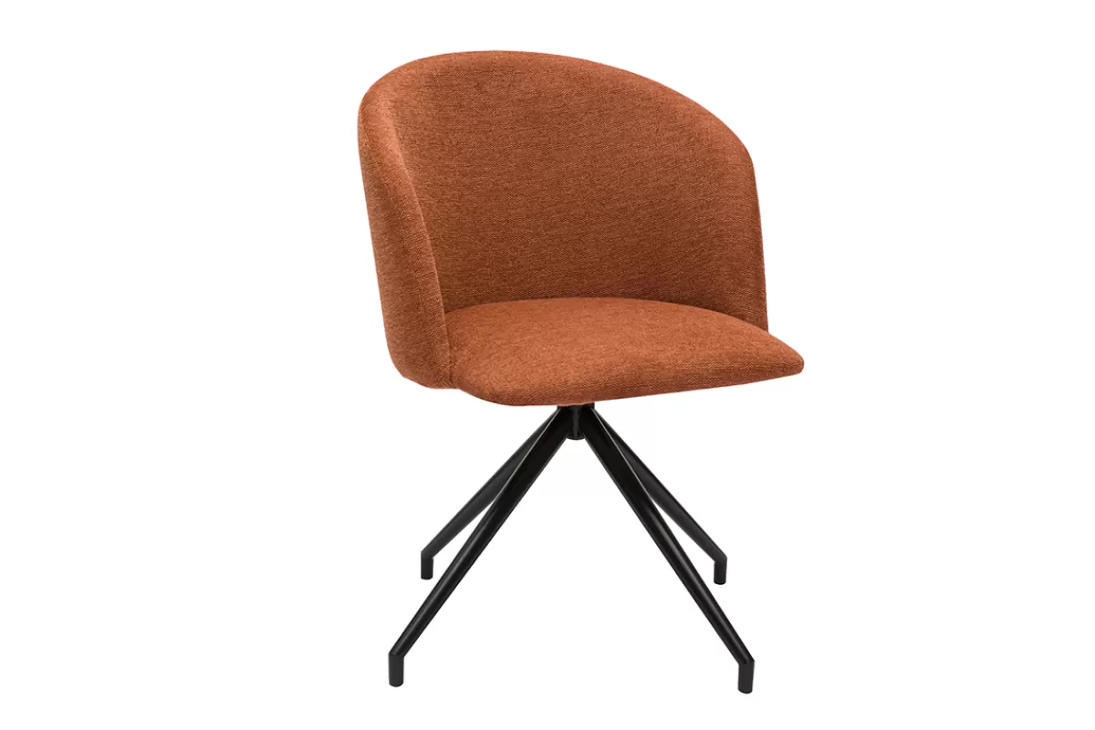 Miliboo Chaise design pivotante 360° en tissu effet velours texturé terre brulée et métal noir VANITY