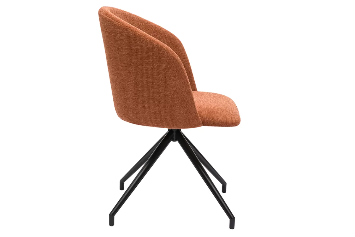 Miliboo Chaise design pivotante 360° en tissu effet velours texturé terre brulée et métal noir VANITY