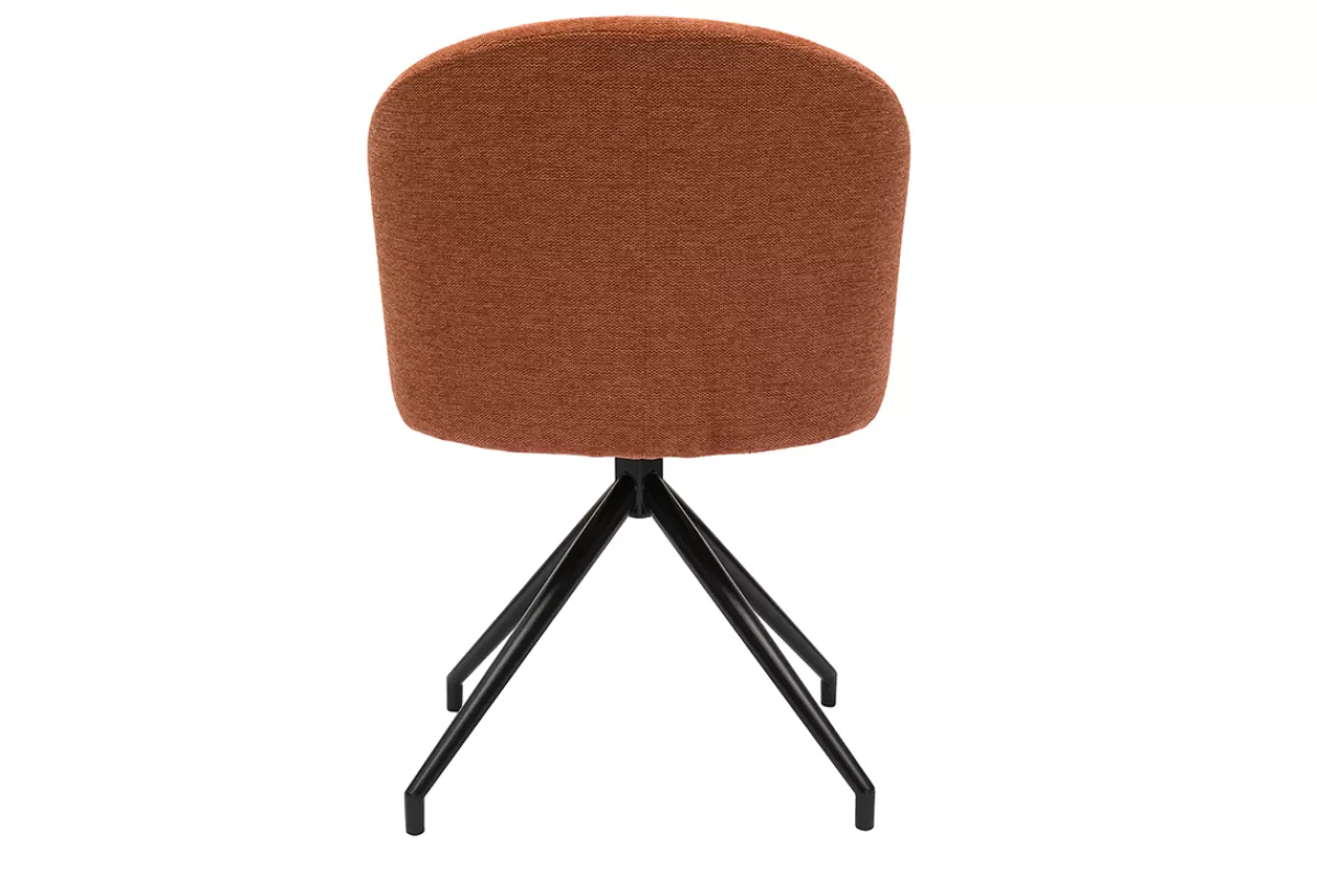 Miliboo Chaise design pivotante 360° en tissu effet velours texturé terre brulée et métal noir VANITY