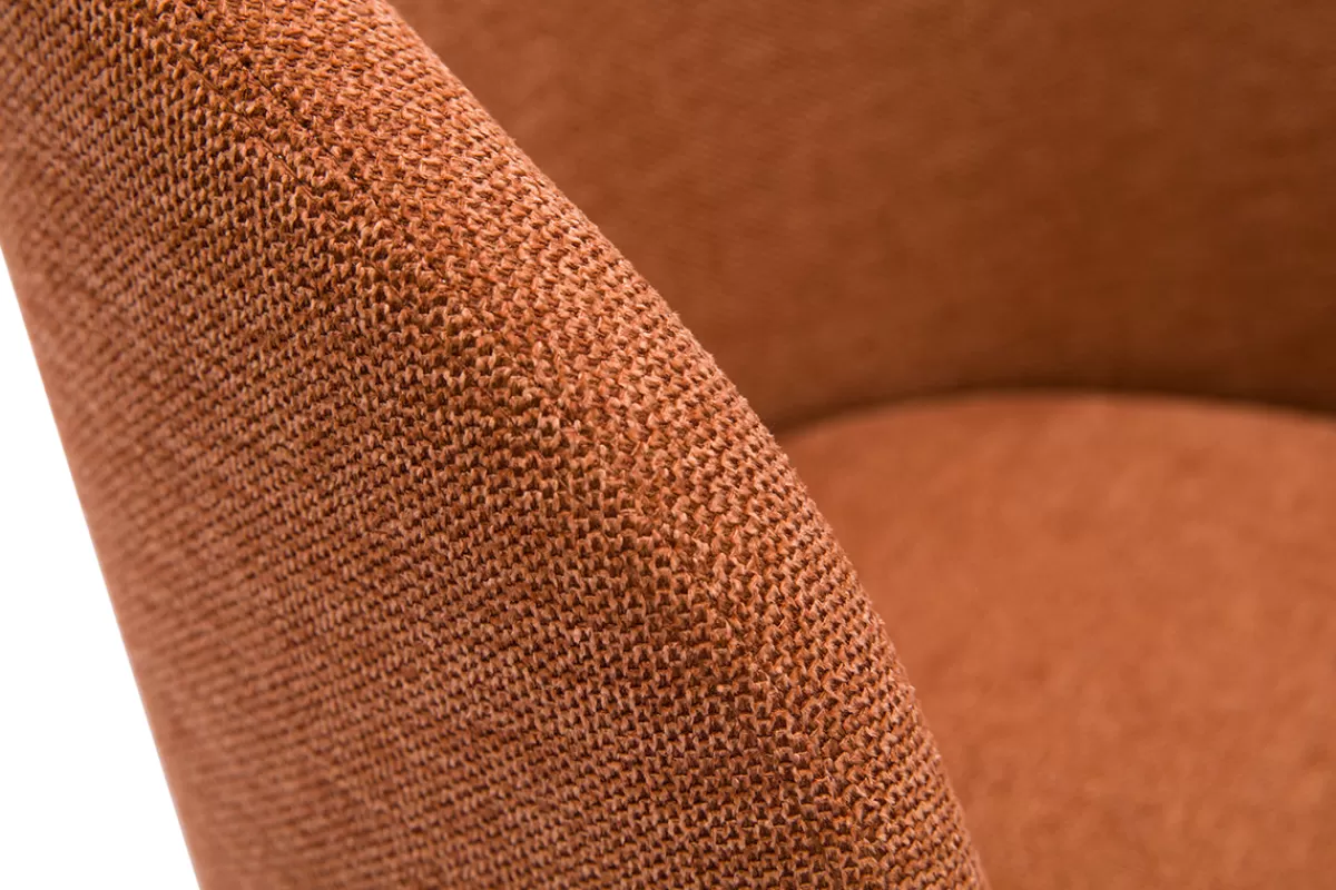 Miliboo Chaise design pivotante 360° en tissu effet velours texturé terre brulée et métal noir VANITY