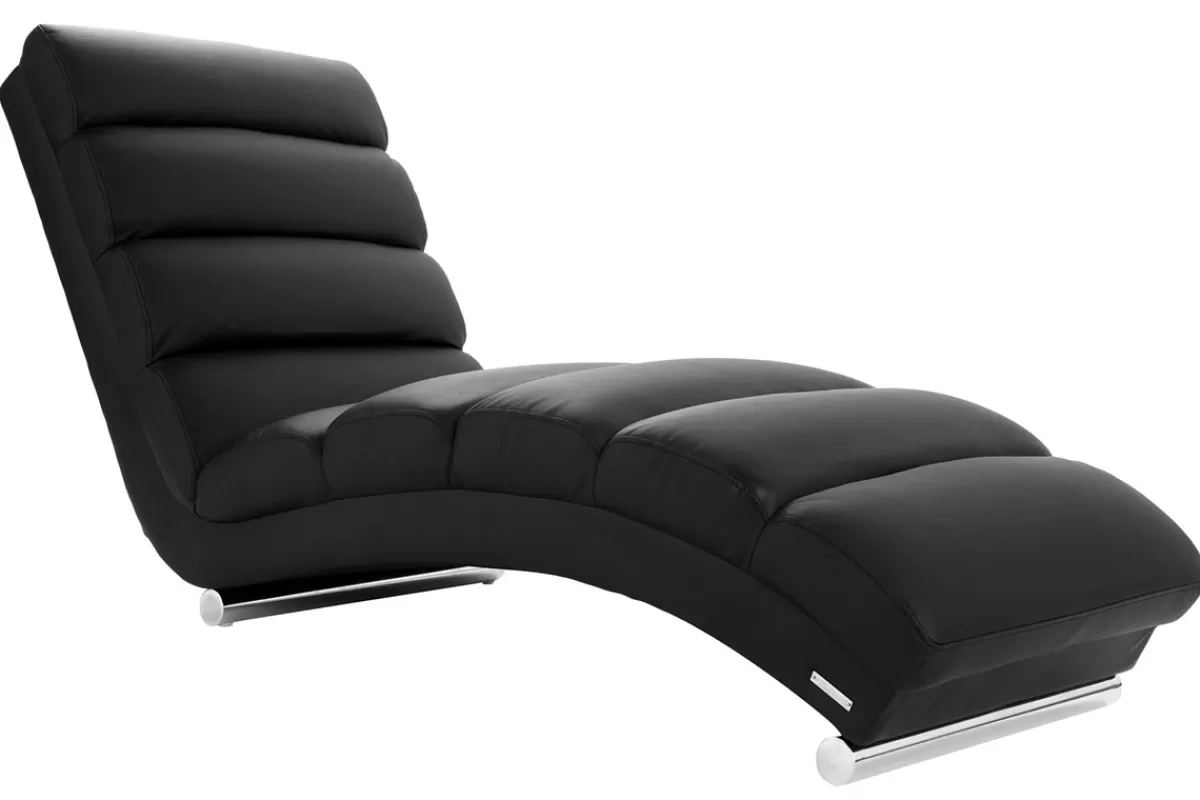 Miliboo Chaise longue / fauteuil design noir et acier chromé TAYLOR