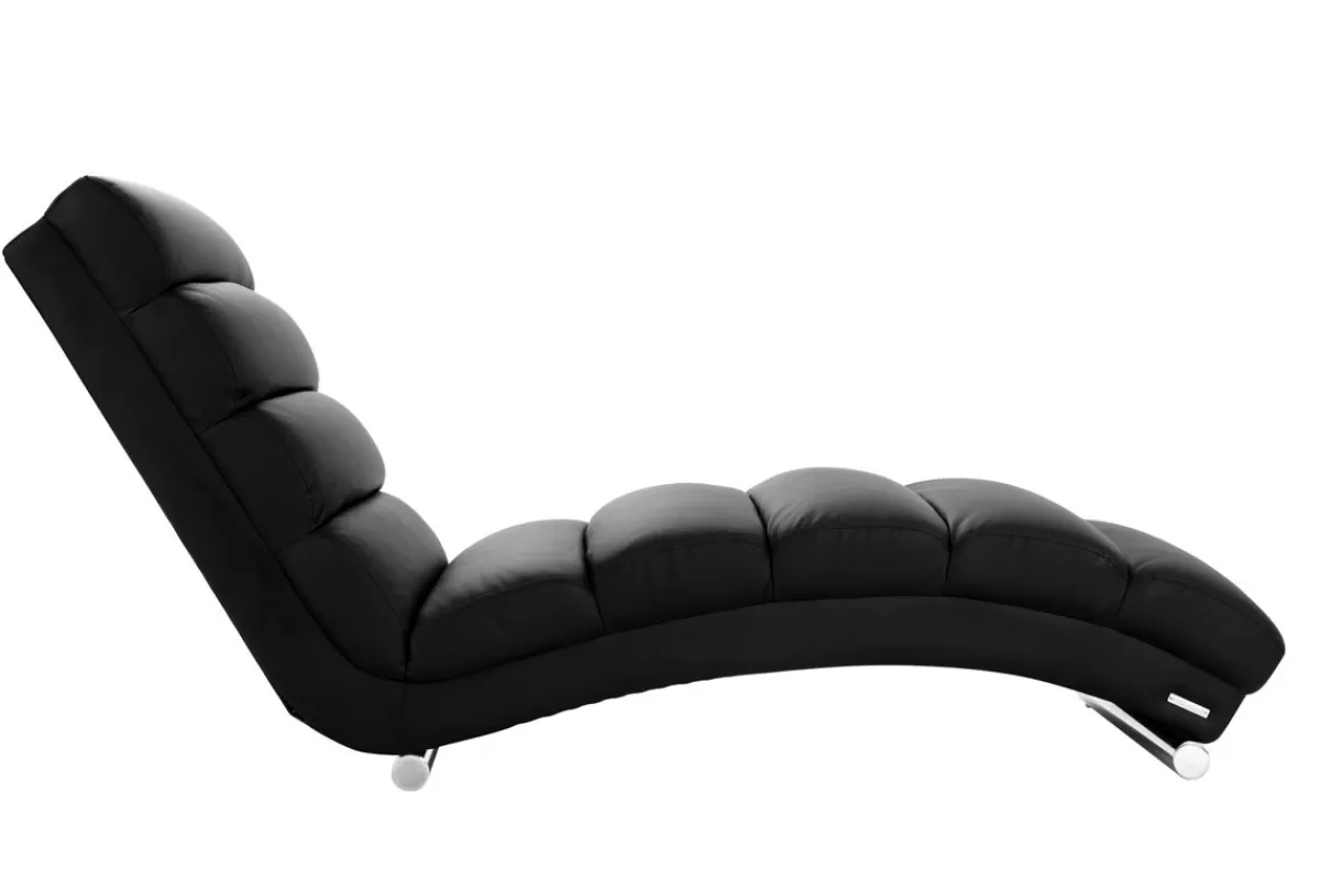Miliboo Chaise longue / fauteuil design noir et acier chromé TAYLOR