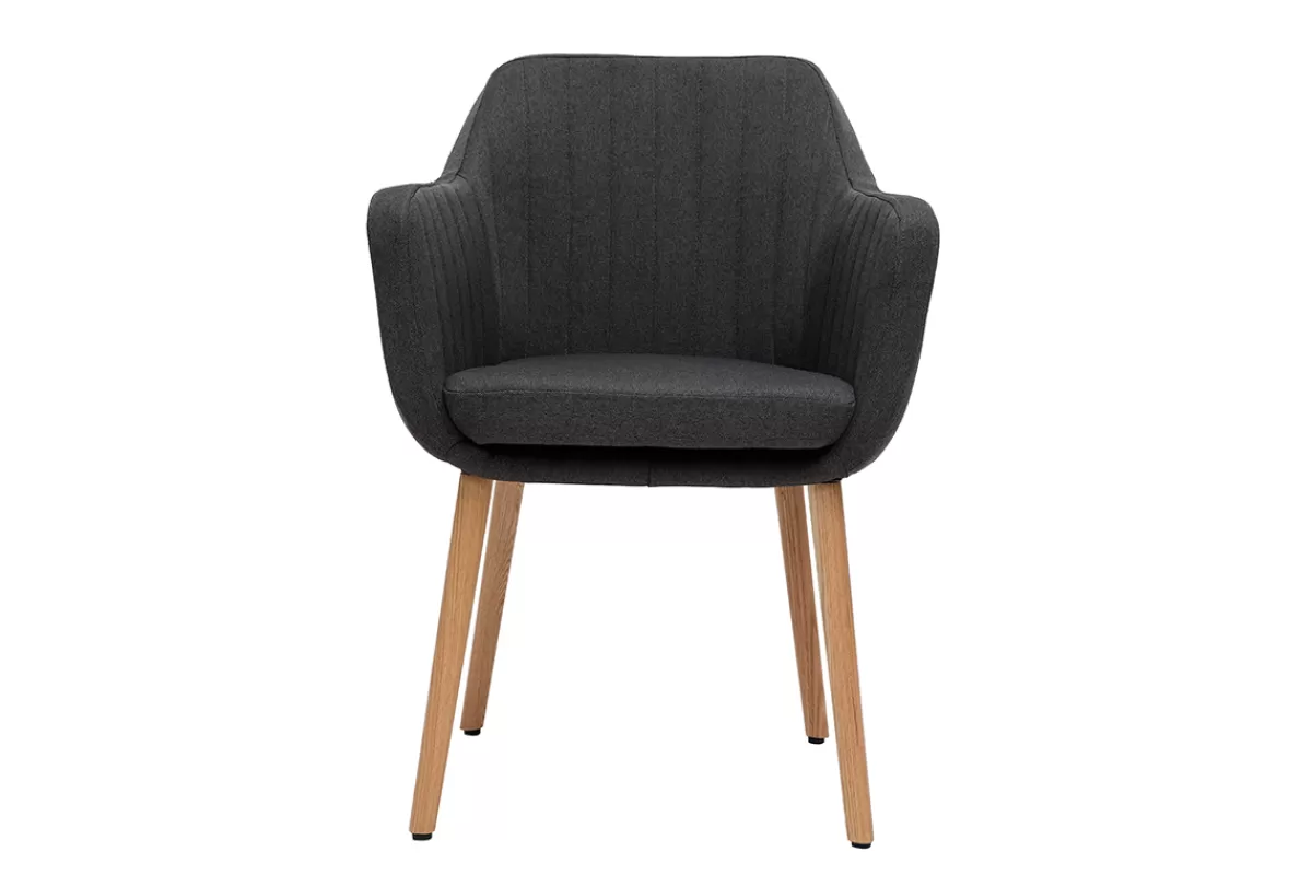 Miliboo Chaise scandinave en tissu gris anthracite et bois clair ALEYNA